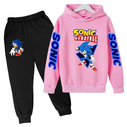 Kids Supersonic Clothing Jogging Blue Sweatshirt Top Coat+Pants Two-piece set Hoodie Boys Girls3-12Yrs Clothes Casual Sports Set