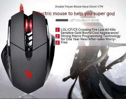 Rato com fios Bloody V7M RGB, leve, design ergonómico, 4000 dpi, para PC, escritório, e-sports e gaming, com programação de macros para CF, LOL e CS