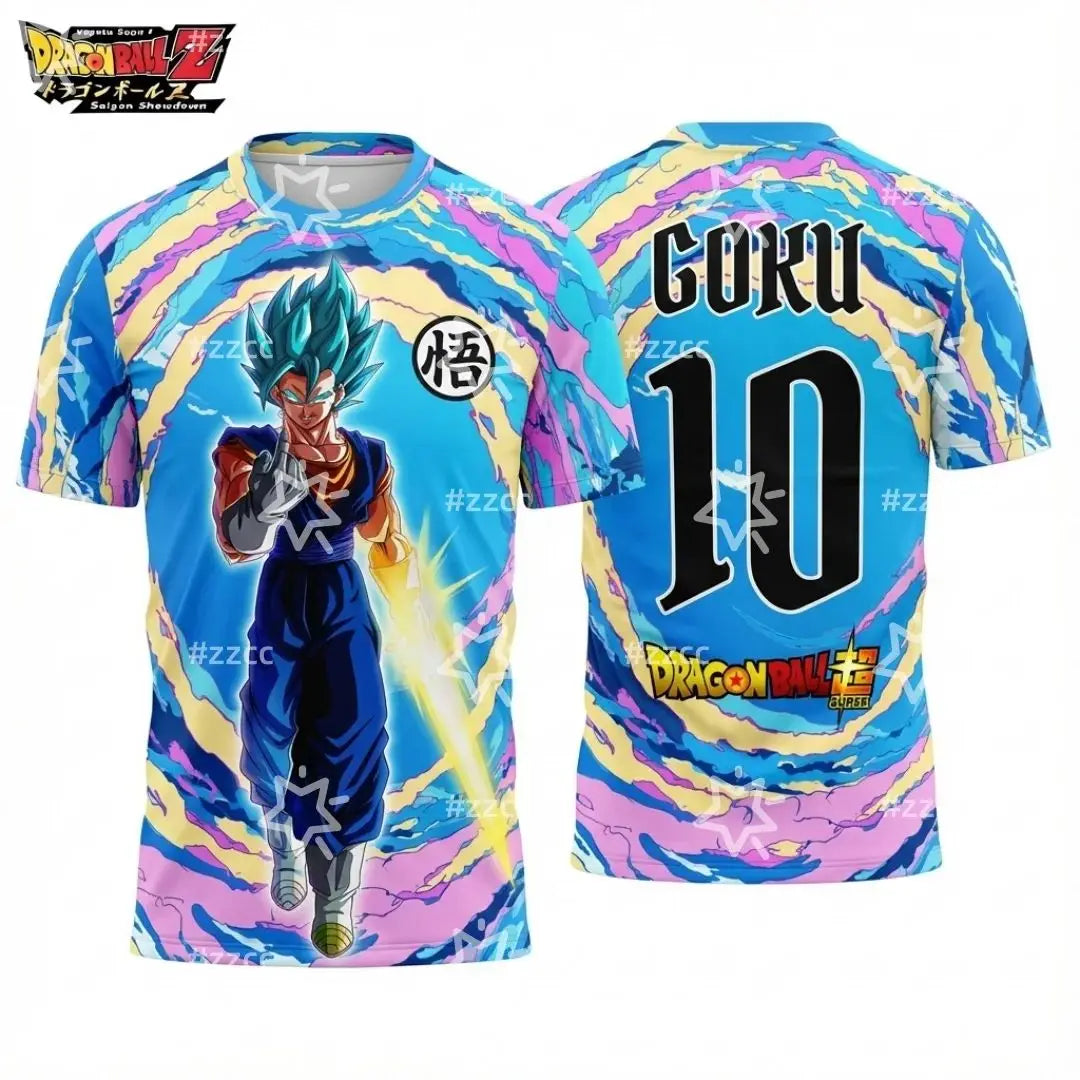 2026 Dragon Ball Super Saiyan Wukong Pattern Football Team Kit Autumn Sports Quick Drying Boys' T-shirt Children's Clothing