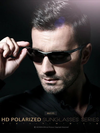 VEITHDIA Men's Sunglasse Outdoor Polarized UV400 Lens Rectangle Rimless Driving Fishing Sun Glasses Sports Eyewear For Male 6535