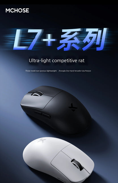MCHOSE L7 Ultra+ Rato de Mão Médio Grande para Gaming e E-Sports Paw3950 Sem Fios de Três Modos, Leve, para Escritório, Rato de Computador Dual-Drive