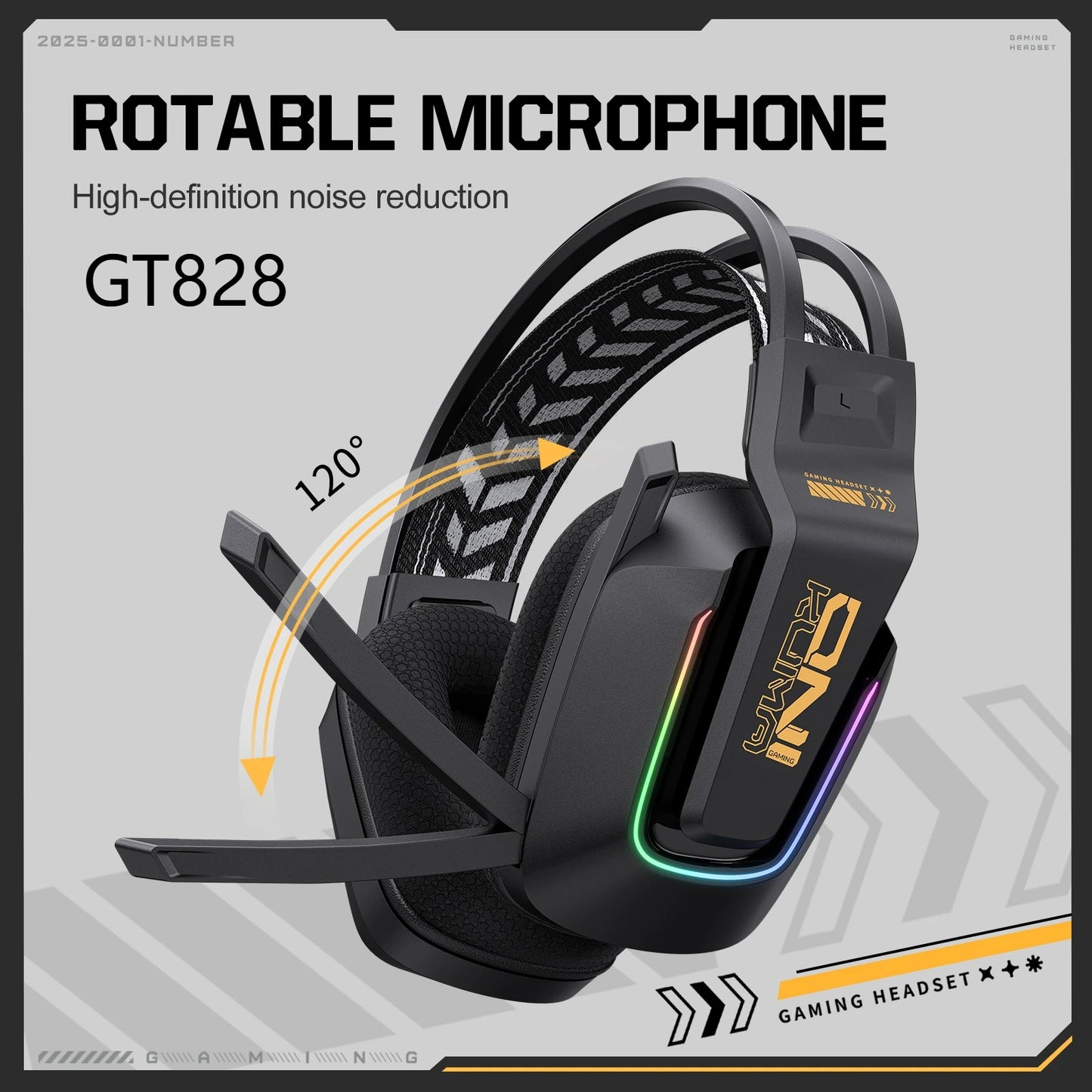 Auriculares gaming inalámbricos ONIKUMA GT828 Bluetooth 5.3 RGB con micrófono, cancelación de ruido y conexión de 4 modos para PC, PS5 y portátil