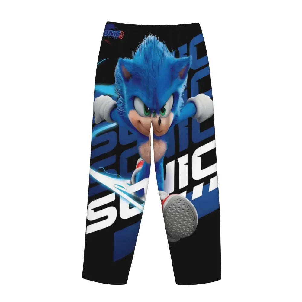 Custom Women Soniced Pajama Pants Printed Hedgehog Game Sleep Sleepwear Bottoms with Pockets