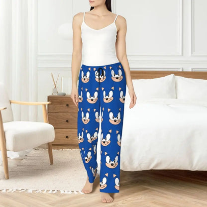 Custom Women Soniced Pajama Pants Printed Hedgehog Game Sleep Sleepwear Bottoms with Pockets