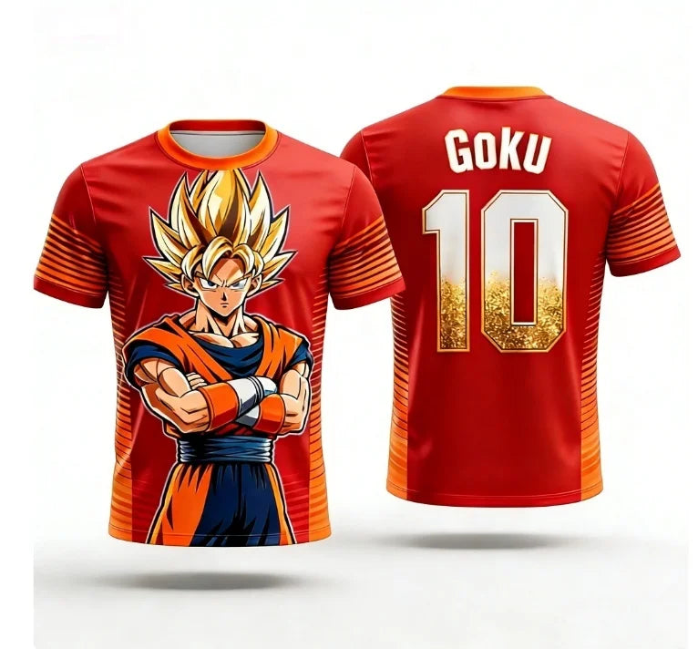 Summer 2026Dragon Ball Monkey King "Super Blue Shape No. 10" Football-themed3D Printed Breathable T-shirt Adult Parent-child Top