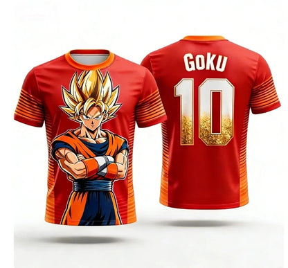 Summer 2026Dragon Ball Monkey King "Super Blue Shape No. 10" Football-themed3D Printed Breathable T-shirt Adult Parent-child Top