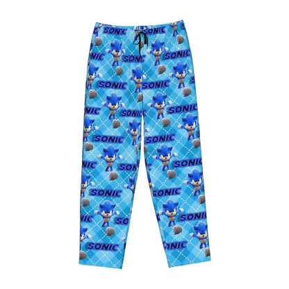 Custom Printed Womens Soniced Pajama Pants Hedgehog Game Sleepwear Sleep Lounge Bottoms with Pockets