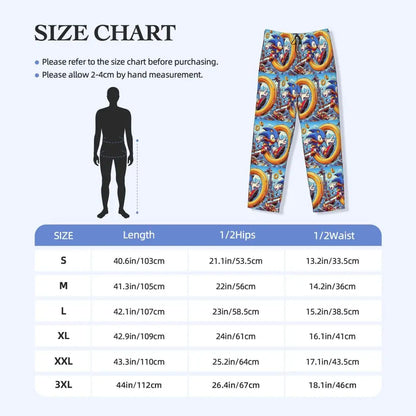 Custom Print Men's Soniced Pajama Pants Hedgehog Game Sleepwear Sleep Lounge Bottoms with Pockets