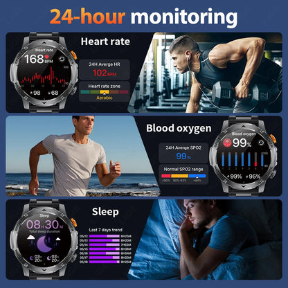 LIGE New Smart Watch Men 1000mAh Large Capacity Battery Outdoor Flashlight Bluetooth Call Waterproof Sport Fitness Smartwatch