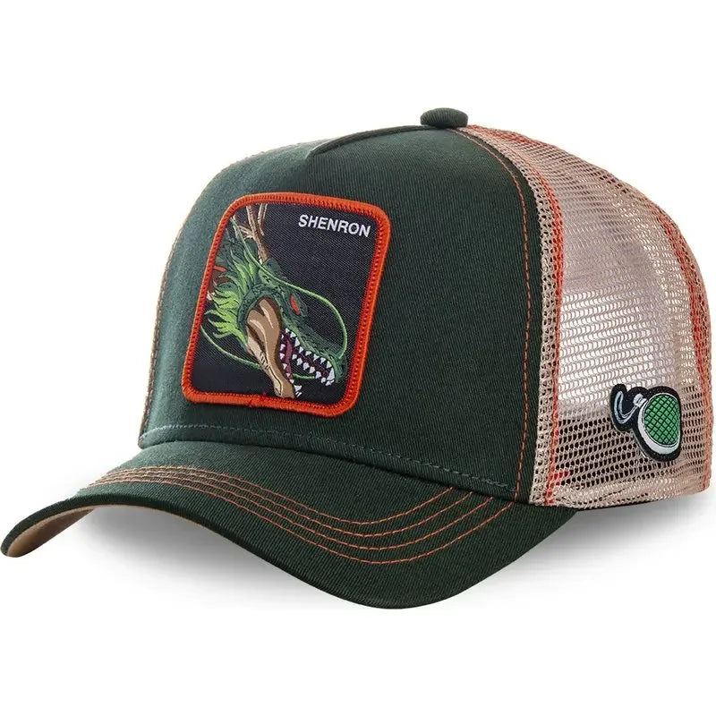 Czapka z motywem Dragon Ball Son Goku – letnia czapka podróżna z daszkiem, męska czapka z haftem w stylu hip-hopowym, z daszkiem przeciwsłonecznym, regulowana czapka typu trucker z siateczką