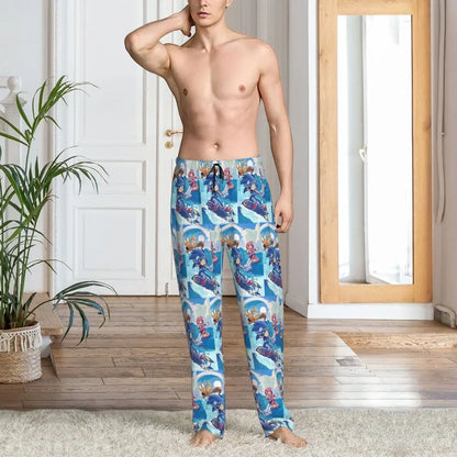 Custom Print Men's Soniced Pajama Pants Hedgehog Game Sleepwear Sleep Lounge Bottoms with Pockets