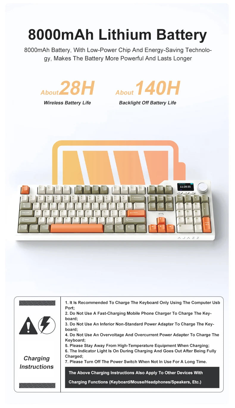 Neue AJAZZ AK35I V3 MAX Tri-Mode kabelgebundene Bluetooth-Wireless-Gaming-Tastatur mit Gasket-Struktur, Full-Key-Hot-Swap, 104 Tasten, individuell anpassbare Tastatur
