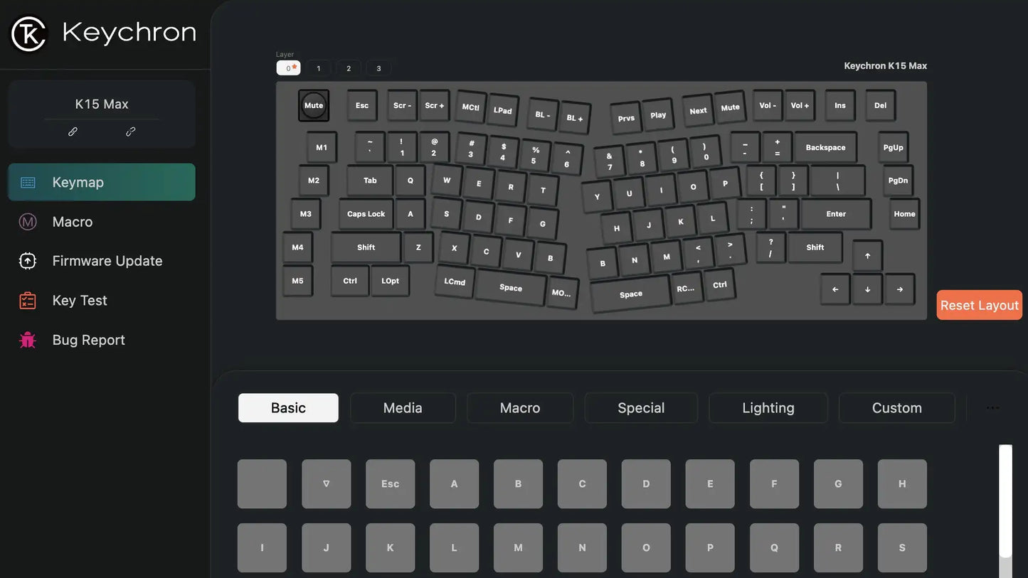 Keychron K15 Max (Alice-Layout) QMK kabellose individuell anpassbare mechanische Tastatur mit flachem Profil, Gateron-Switches und Double-Shot-PBT-Tastenkappen