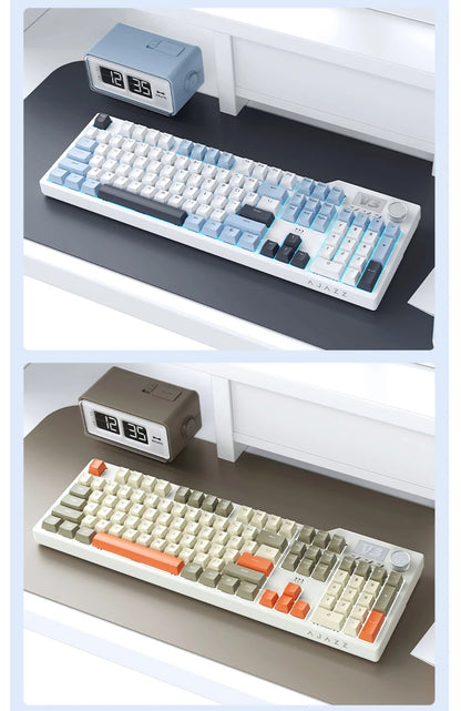Neue AJAZZ AK35I V3 MAX Tri-Mode kabelgebundene Bluetooth-Wireless-Gaming-Tastatur mit Gasket-Struktur, Full-Key-Hot-Swap, 104 Tasten, individuell anpassbare Tastatur