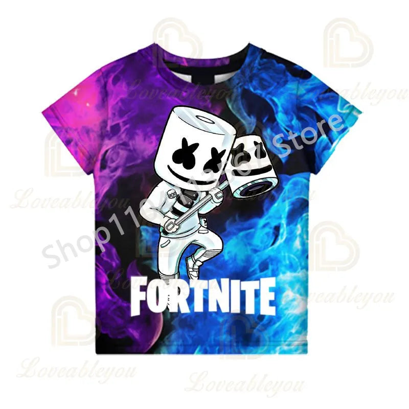 Młodzieżowa koszulka F-Fortnited inspirowana grą battle, dla dorosłych, z krótkim rękawem, letni T-shirt dla nastolatków, chłopców i dziewcząt