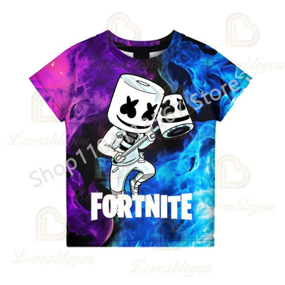 Młodzieżowa koszulka F-Fortnited inspirowana grą battle, dla dorosłych, z krótkim rękawem, letni T-shirt dla nastolatków, chłopców i dziewcząt