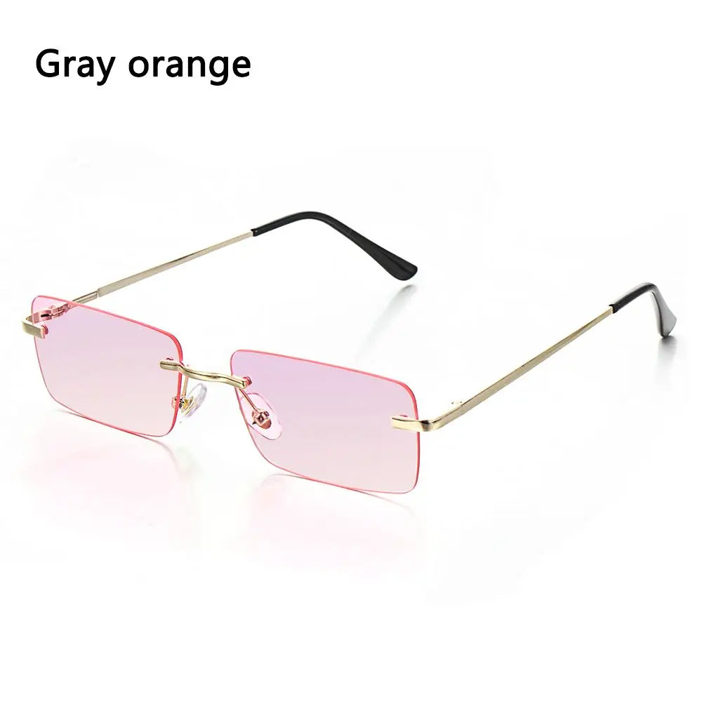 Fashion Rimless Rectangle Sunglasses Women Luxury Design Sun Glasses Ladies Retro Gradient Eyewear Summer UV400 Sun Shades