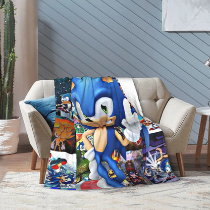 Shadow Game Blanket Soniced Cartoon Flannel Throw Blankets Summer Air Conditioning Decoration Lightweight Bedspreads