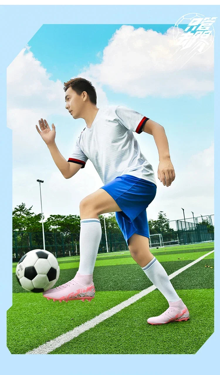 Chaussures de football roses tendance, chaussures de football professionnelles légères pour hommes, chaussures de football antidérapantes, crampons de football originaux, baskets