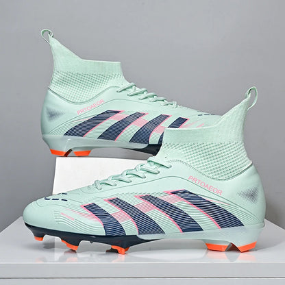 Nouvelles chaussures de football professionnelles pour hommes, crampons de football antidérapants TF/FG, baskets pour garçons, chaussures de sport confortables à la cheville, unisexes