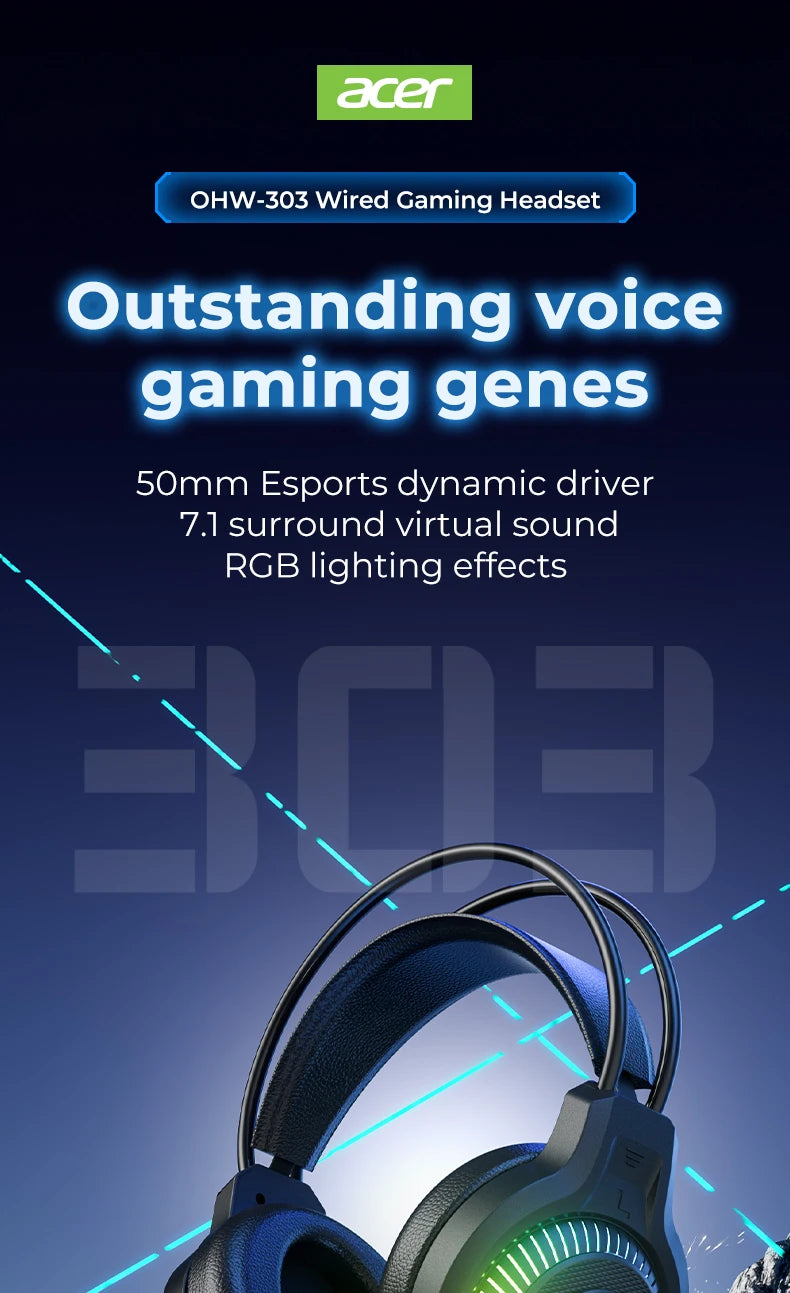 Auricolari gaming cablati RGB con microfono – Cuffie gaming con suono surround a bassa latenza, illuminazione RGB d’effetto, isolamento acustico e vestibilità confortevole