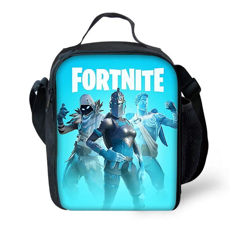 Zaino da scuola per bambini Hot Game con borsa pranzo e astuccio, grande capacità, design F-FortniteS, per ragazzi e ragazze, regalo ideale