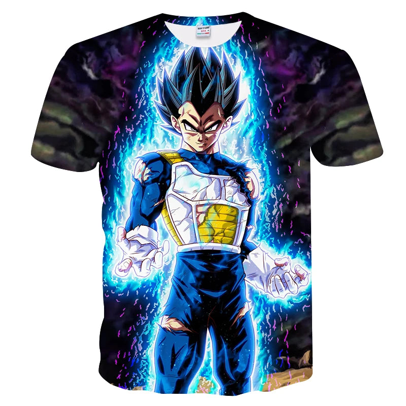 Hot Sale Anime Son Goku Vegeta T-shirt Adult T-shirts Kids Dragon Ball T Shirt Boy Tops Tee Children Clothes Summer Short Sleeve
