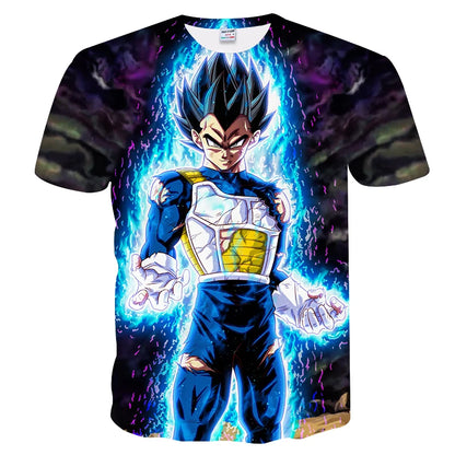Hot Sale Anime Son Goku Vegeta T-shirt Adult T-shirts Kids Dragon Ball T Shirt Boy Tops Tee Children Clothes Summer Short Sleeve