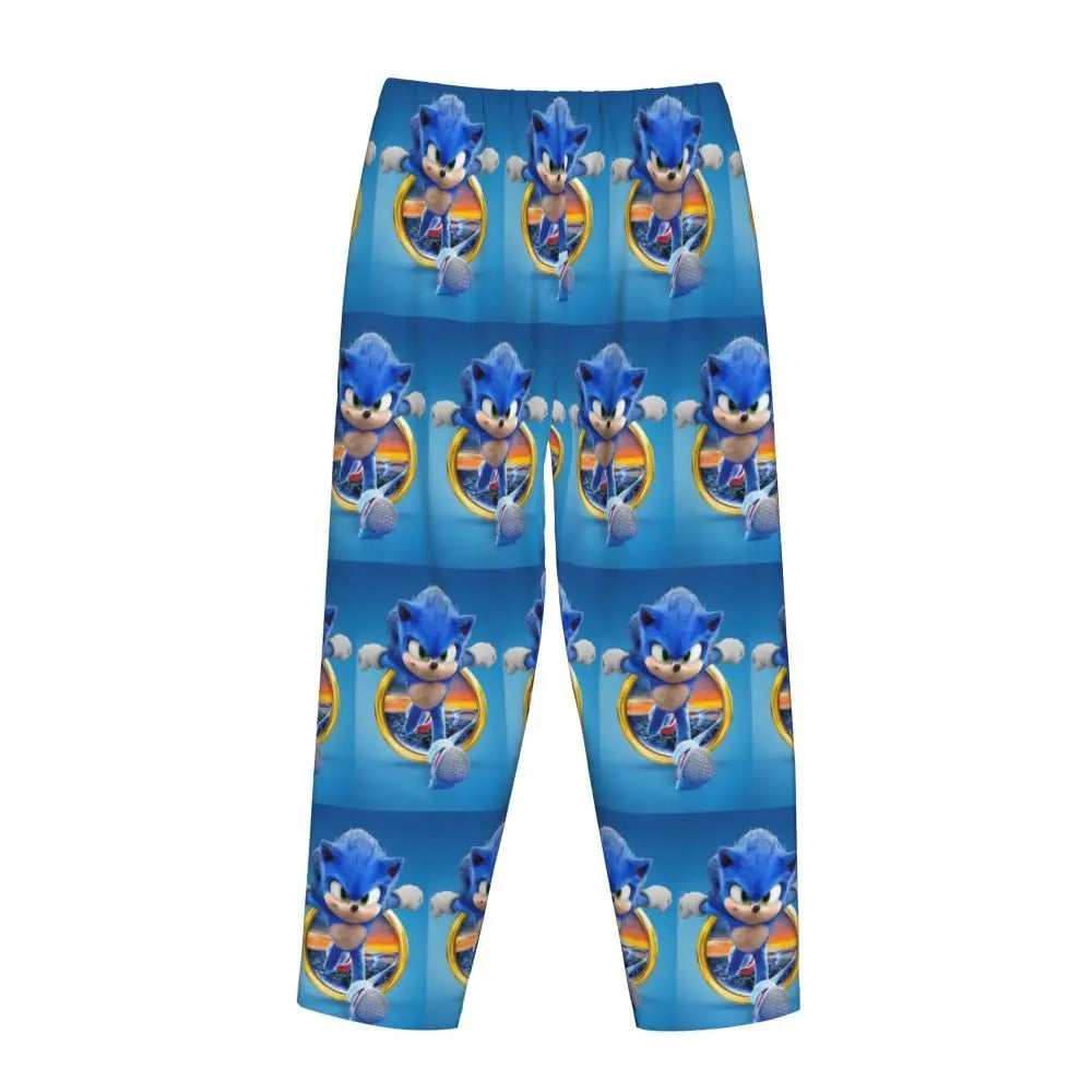 Custom Women Soniced Pajama Pants Printed Hedgehog Game Sleep Sleepwear Bottoms with Pockets