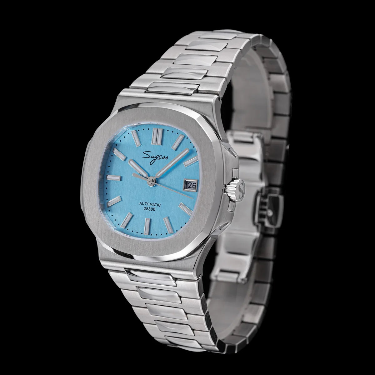 Sugess Men's Watch Automatic Mechanical Wristwatch Miyota 9015 Movement MOP Dial Luminous Waterproof 5bar Bracelet Luxury S466