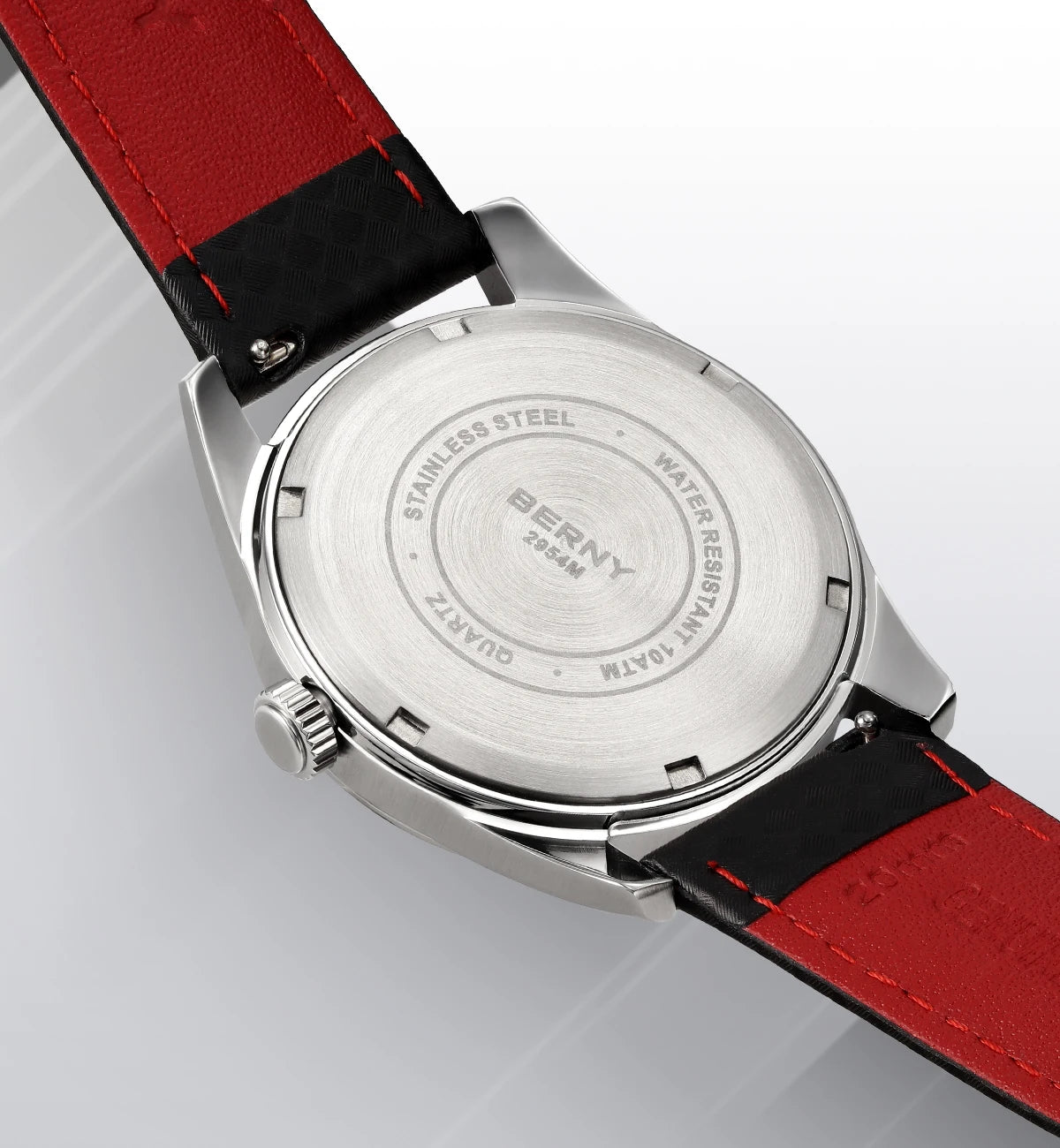 Montre pour homme BERNY – Montre à quartz élégante et classique, étanche à 10 ATM, dotée d'un verre saphir et d'aiguilles luminescentes, idéale pour une tenue habillée ou professionnelle, avec bracelet en cuir.
