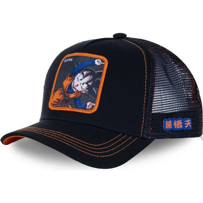 „Dragon Ball“ Son Goku kepurė, vasarinė kelioninė kepurė su snapeliu, vyriška siuvinėta hip-hop stiliaus kepurė su saulės skydeliu, reguliuojama „trucker“ stiliaus tinklinė kepurė