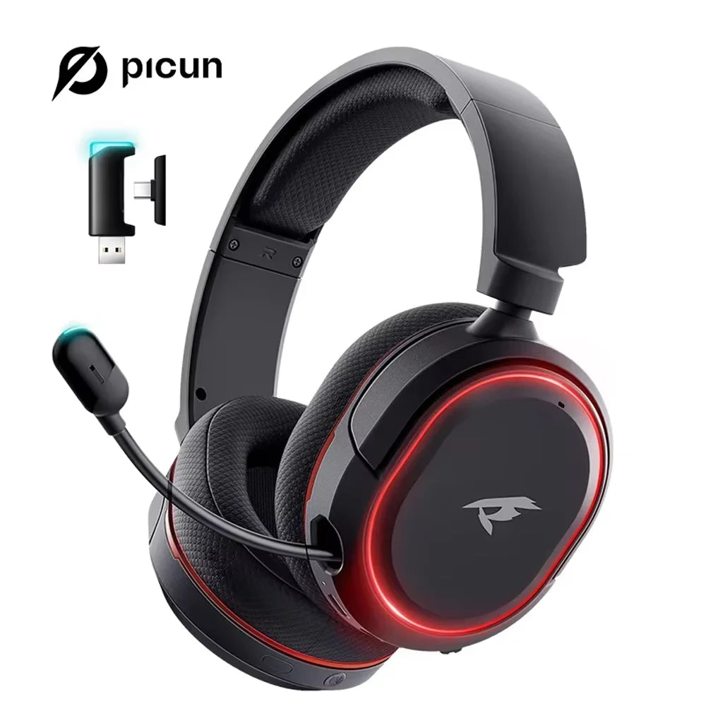 Auriculares gaming inalámbricos Picun G2 Bluetooth 5.3 – Sonido envolvente 7.1, auriculares gaming de baja latencia de 5ms con micrófono ENC para PC, PS5, PS4, Switch y móvil