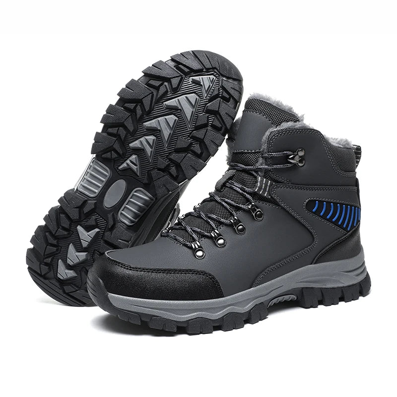 Chaussures d'hiver pour l'extérieur, bottes hautes en peluche douce, chaudes, décontractées, de sport, antidérapantes, résistantes à l'usure, rehaussant la taille, pour hommes