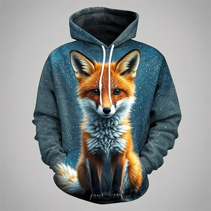 Autumn Fox Animal Graphic 3D Print Hoodies Women Men Fashion Long Sleeve Hooded Sweatshirts Streetwear Pullovers Female Clothing