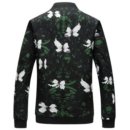 Spring and Autumn Men's Flower Jacket, Large Size Urban Casual Jacket, Multicolor Available