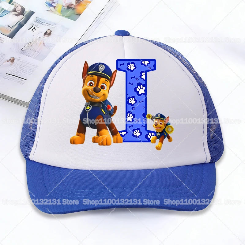 Casquettes de baseball en maille PAW Patrol : Chase, personnage de dessin animé, lettres, pour adultes et enfants, casquettes de sport, anime, été, protection solaire, visière, cadeau pour garçon et fille