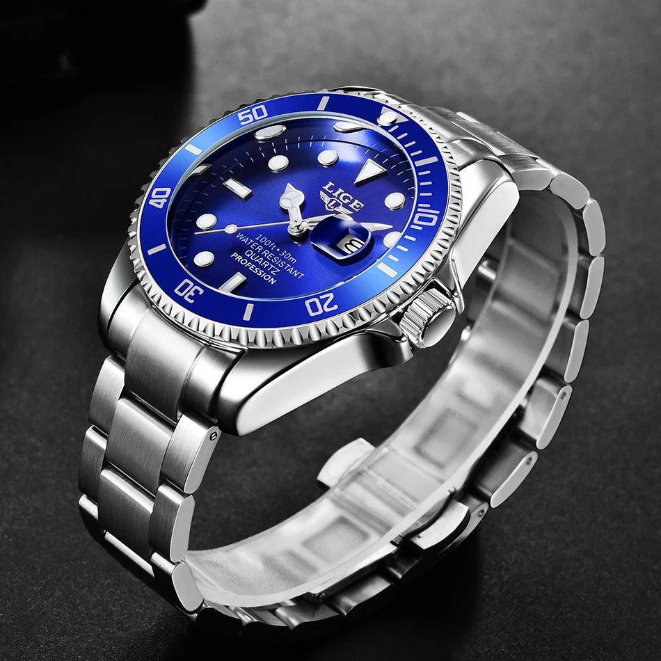 LIGE Herrenuhr – Quarz-Chronograph, wasserdicht, lässiger und professioneller Stil, luxuriöses Modeaccessoire einer renommierten Marke.