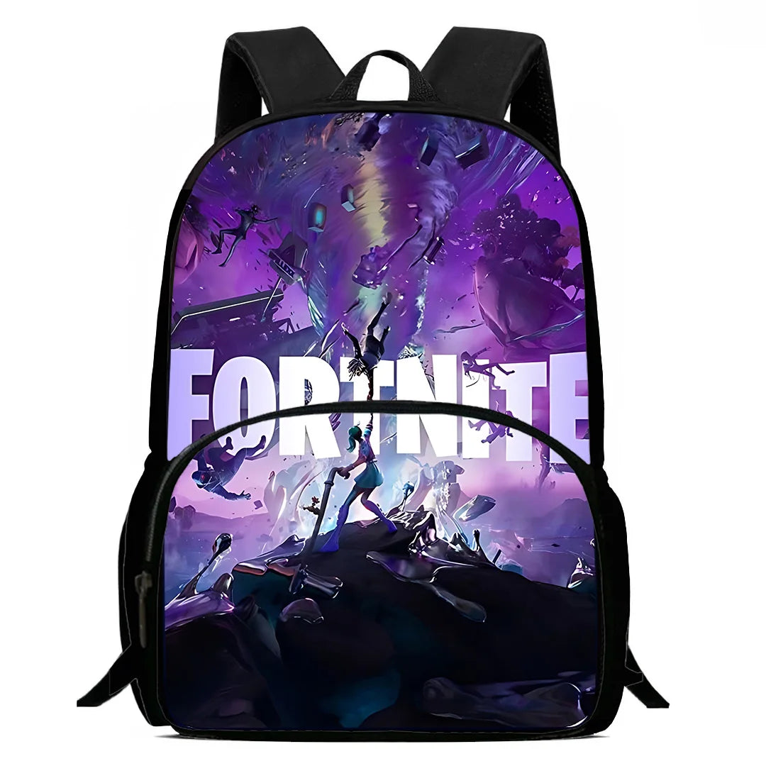 Zaino da scuola per bambini Hot Game con borsa pranzo e astuccio, grande capacità, design F-FortniteS, per ragazzi e ragazze, regalo ideale