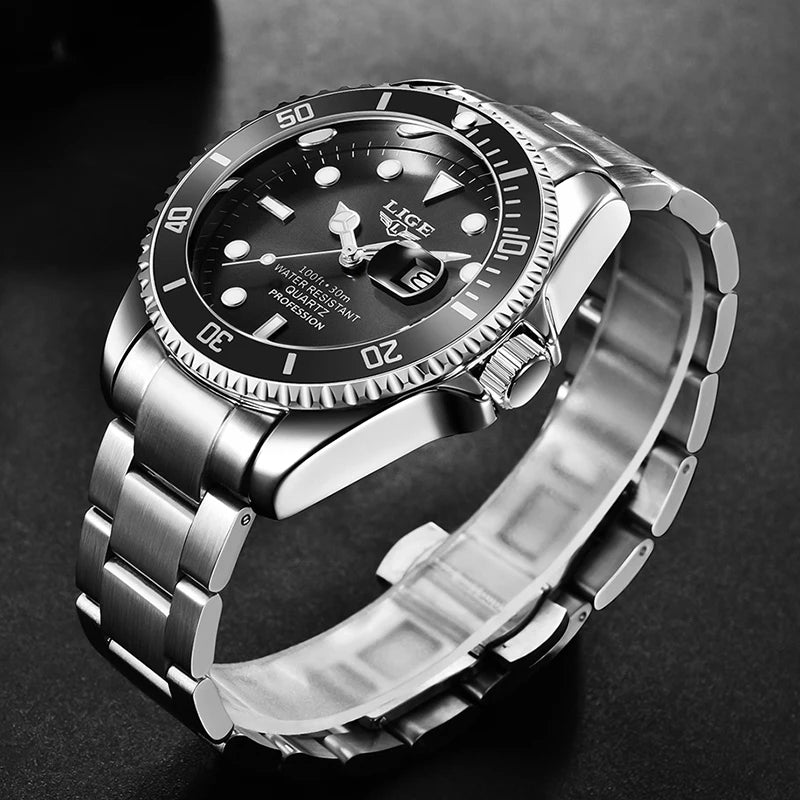 LIGE Herrenuhr – Quarz-Chronograph, wasserdicht, lässiger und professioneller Stil, luxuriöses Modeaccessoire einer renommierten Marke.