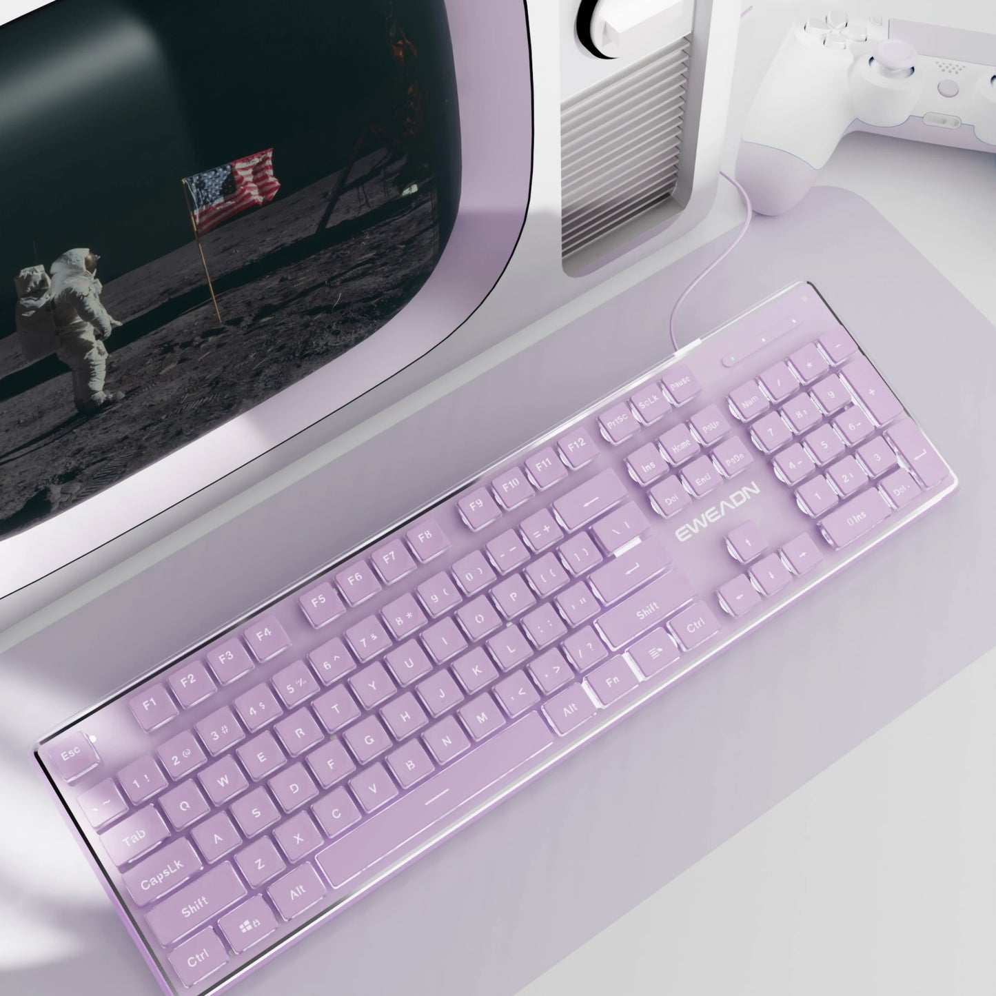 Tastiera cablata silenziosa EWEADN V3 per ufficio e gaming, design con tasti Film Key, ergonomica, per Windows/Laptop/PC/Desktop, accessorio e-sport