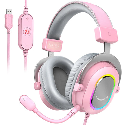 Auscultadores Gaming RGB Dinâmicos Fifine com Microfone Over-Ear, Som Surround 7.1, PC, PS4, PS5, 3 Opções de EQ para Jogo, Filme e Música - H6