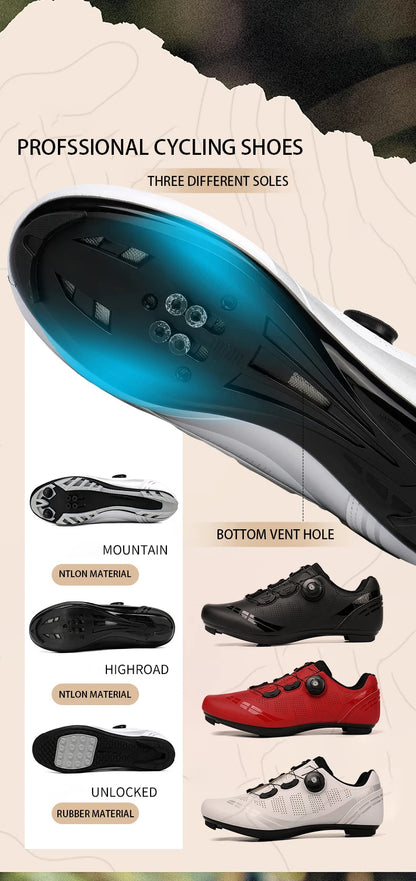 Scarpe da ciclismo da uomo e da donna per bici da strada, competizione e velocità, scarpe sportive da ciclismo autobloccanti con tacchette SPD