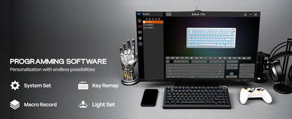 Teclado mecânico EPOMAKER x AULA F75 com fio, 75%, layout ANSI US, gasket, hot-swap, para Mac/WIN/Android, com botão rotativo