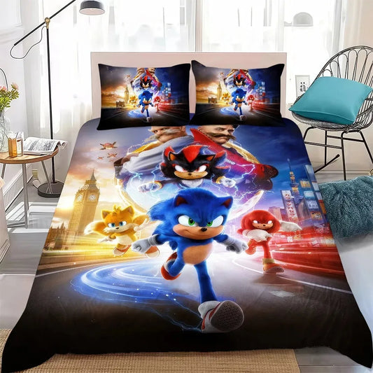 The Movie H-Hedgehog S-SonicES 3 Duvet Cover Set Soft Wash Cotton Bed 2/3pcs Summer Comfortable Student Dormitory Home Bedding