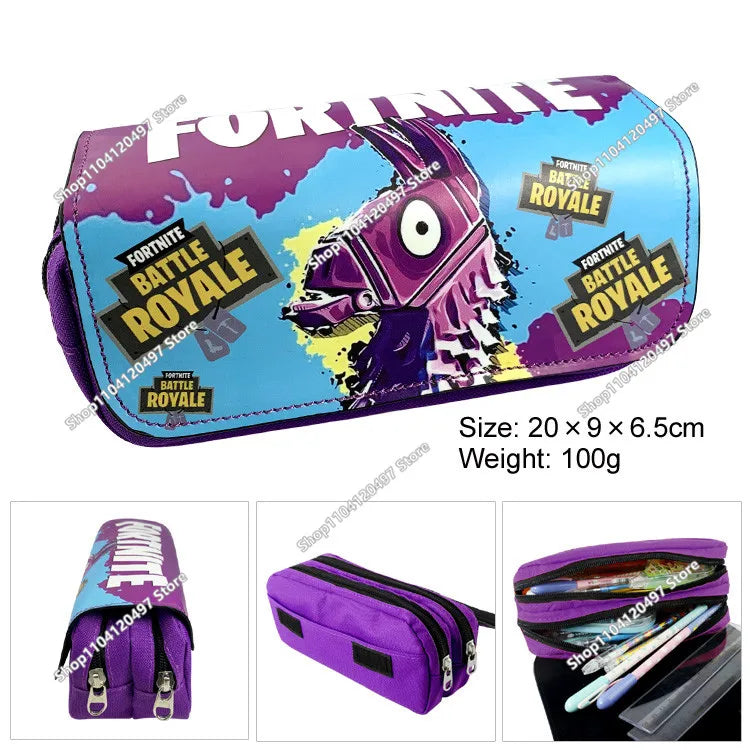 Victory Royale Student Boys Girls Fortnited Capacity Stationery PencilCase Peely Llama Hero Children's Pen Box Kids Teen Bags