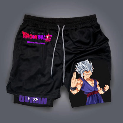 2026 New Dragon Ball Z Son Gohan Anime Men's Double Layer 2 In 1 Gym Shorts Summer Quick-dry Soft Comfy Lightweight Beach Shorts