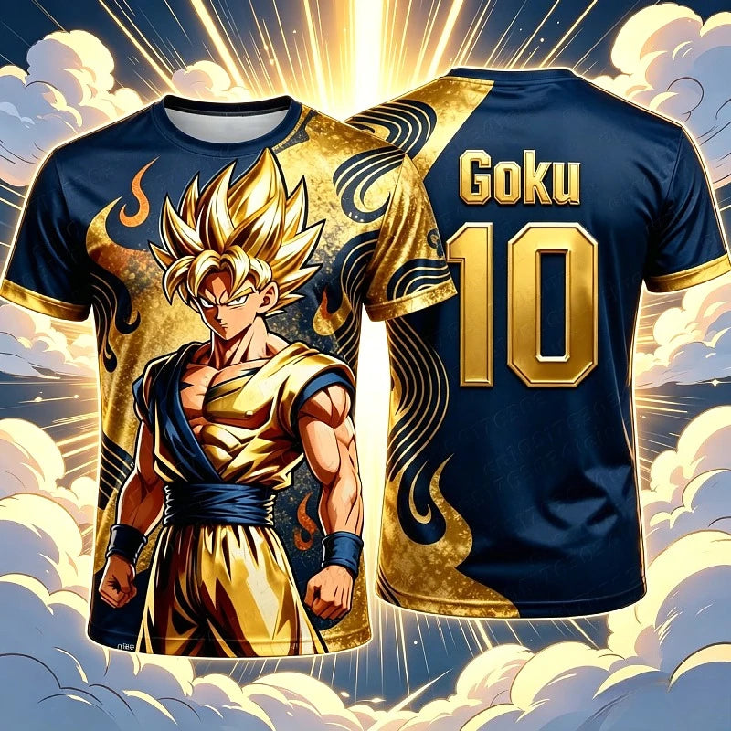 Dragon Ball Son Goku Cartoon Jersey Personality 2D Summer Quick Drying T-shirt Short Sleeve Top Animation Peripheral Wholesale