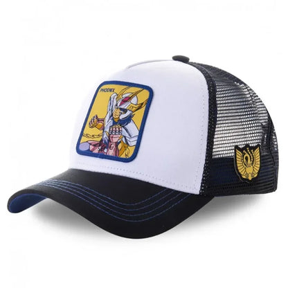 Saint Seiya Bawełniana czapka z daszkiem typu snapback z motywem anime i kreskówek, dla mężczyzn i kobiet, w stylu hip-hopowym, czapka typu trucker z siateczką, dropshipping