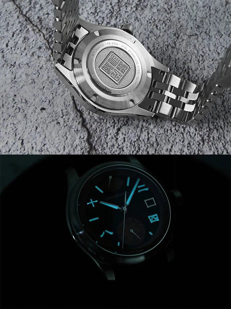 San Martin 39mm Miyota 9132 Power Reserve Display Men's Luxury Sport Watch Automatic Mechanical Waterproof Original Design SN0144
